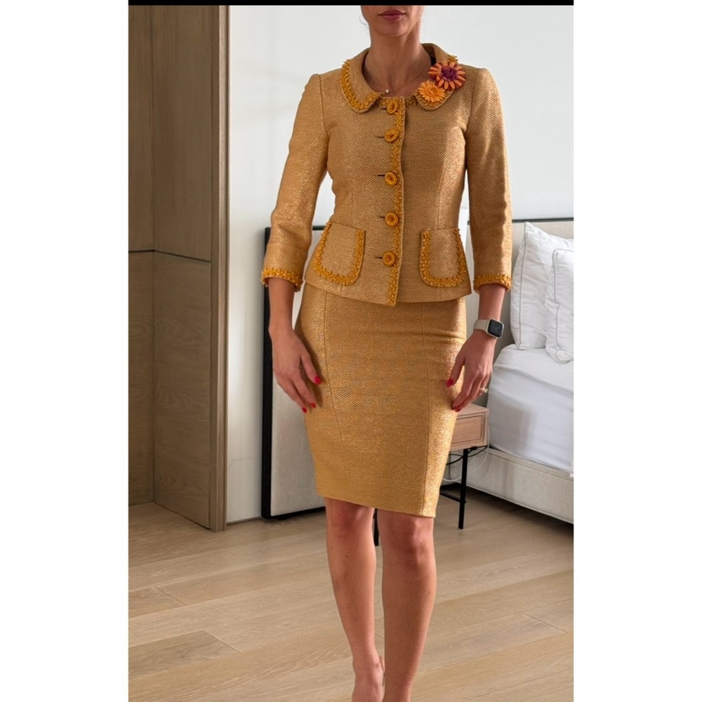 Gold Tweed Skirt Suit